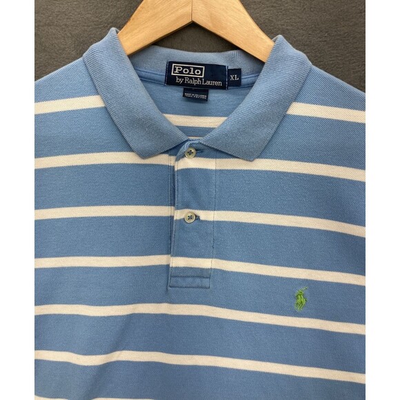 Polo By Ralph Lauren Mens Shirt Size XL Blue White Stripe Rugby Preppy College - Picture 2 of 11